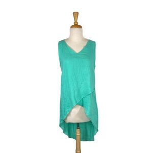 Pure Match M Green Linen Tunic Lagenlook HiLo Layered Art To Wear ~Boutique~